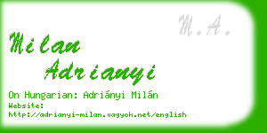 milan adrianyi business card